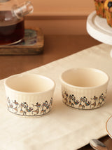 Ceramic Oblong Tribal Art Bowl- Set Of 2
