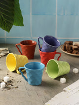 Ceramic Colourful Diamond Cups- Set Of 6