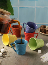 Ceramic Colourful Diamond Cups- Set Of 6