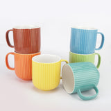Vibrant Combed Ceramic Mugs- Set of 6