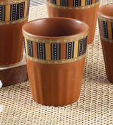 Ceramic Striped Kullad- Brown (Set of 6)