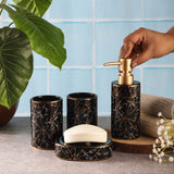 Ceramic Abstract Bath Accessory Set- Black