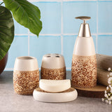 Ceramic Emboss Bath Accessory Set- White