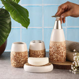 Ceramic Emboss Bath Accessory Set- White