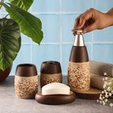 Ceramic Emboss Bath Accessory Set- Brown