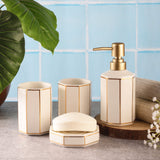 Ceramic Hex Bath Accessory Set- White