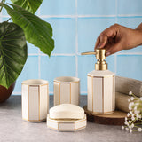 Ceramic Hex Bath Accessory Set- White