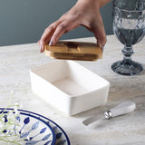 Ceramic Wood Lid Butter Dish