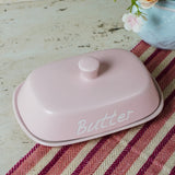Ceramic Pink Butter Dish Box with Lid