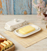 Marble Ceramic Butter Dish -White