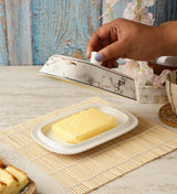Marble Ceramic Butter Dish -White