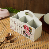 Wooden Floral Caddy Cutlery Holder