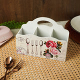 Wooden Floral Caddy Cutlery Holder