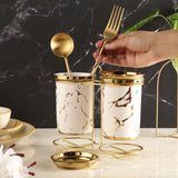 Gold Marble Multi Utility Holder- White