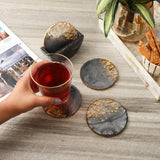 Gold Foil Coaster- Charcoal (Set of 4)