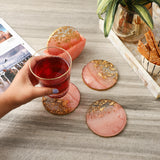 Gold Foil Coaster- Pink (Set of 4)