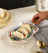Bloom Platter With Handle- Blue