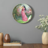 Pink Saree Lady Wall Plate