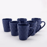 Ceramic Flowy Blue Mug Set Of 6