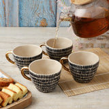 Ceramic B&W Tribal Stripe Cup- Set of 4