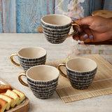 Ceramic B&W Tribal Stripe Cup- Set of 4