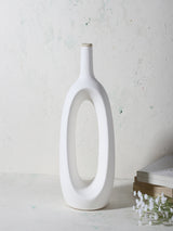 Ceramic Hollow Vase- White (Large)