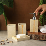 Wooden Slit Polyresin Bath Accessory Set
