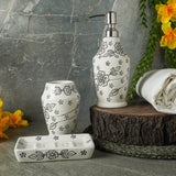 Ceramic Black Floral Bath Accessory