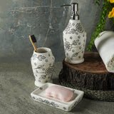 Ceramic Black Floral Bath Accessory