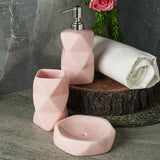 Ceramic Pink Geometric Bath Accessory