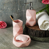Ceramic Pink Geometric Bath Accessory