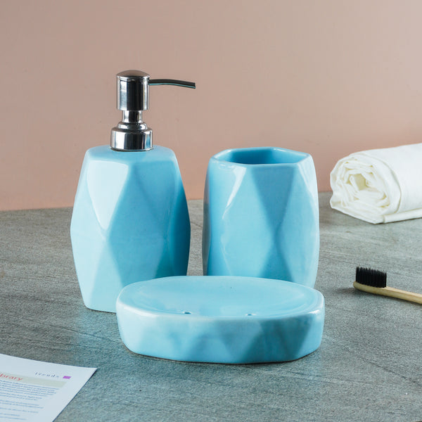 Ceramic Blue Geometric Bath Accessory