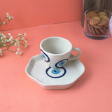 Evil Eye Ceramic Tea Cup and Saucer