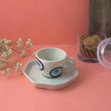 Evil Eye Ceramic Tea Cup and Saucer