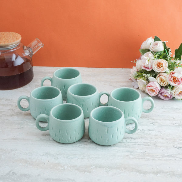 Pastel Green Tea Cups- Set of 6