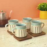 Black Striped Sky Blue Ceramic Mug