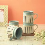 Black Striped Sky Blue Ceramic Mug