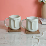 White Ceramic Face Mug Set of 2