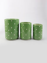 Ceramic Polka Dot Planter- Sage