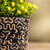Zig-Zag Blue Ceramic Planter
