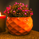 Orange Textured Ceramic Planter