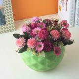 Round Textured Ceramic Planter- Green