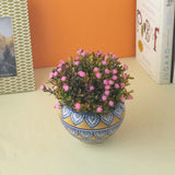 Worli Art Round Ceramic Planter- Yellow