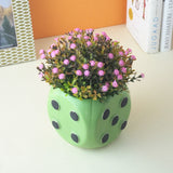 Dice Ceramic Planter- Green