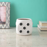 Round Dice Ceramic Planter- White