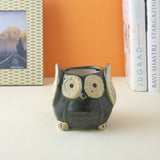 Ceramic Owl Planter- Green