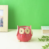 Small Ceramic Owl Planter- Red
