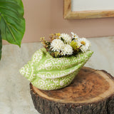 Sea Shell Ceramic Planter- Green