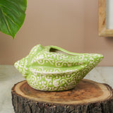 Sea Shell Ceramic Planter- Green