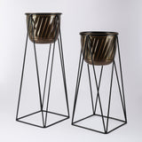 Metal Antique Planter With Stand- Set of 2